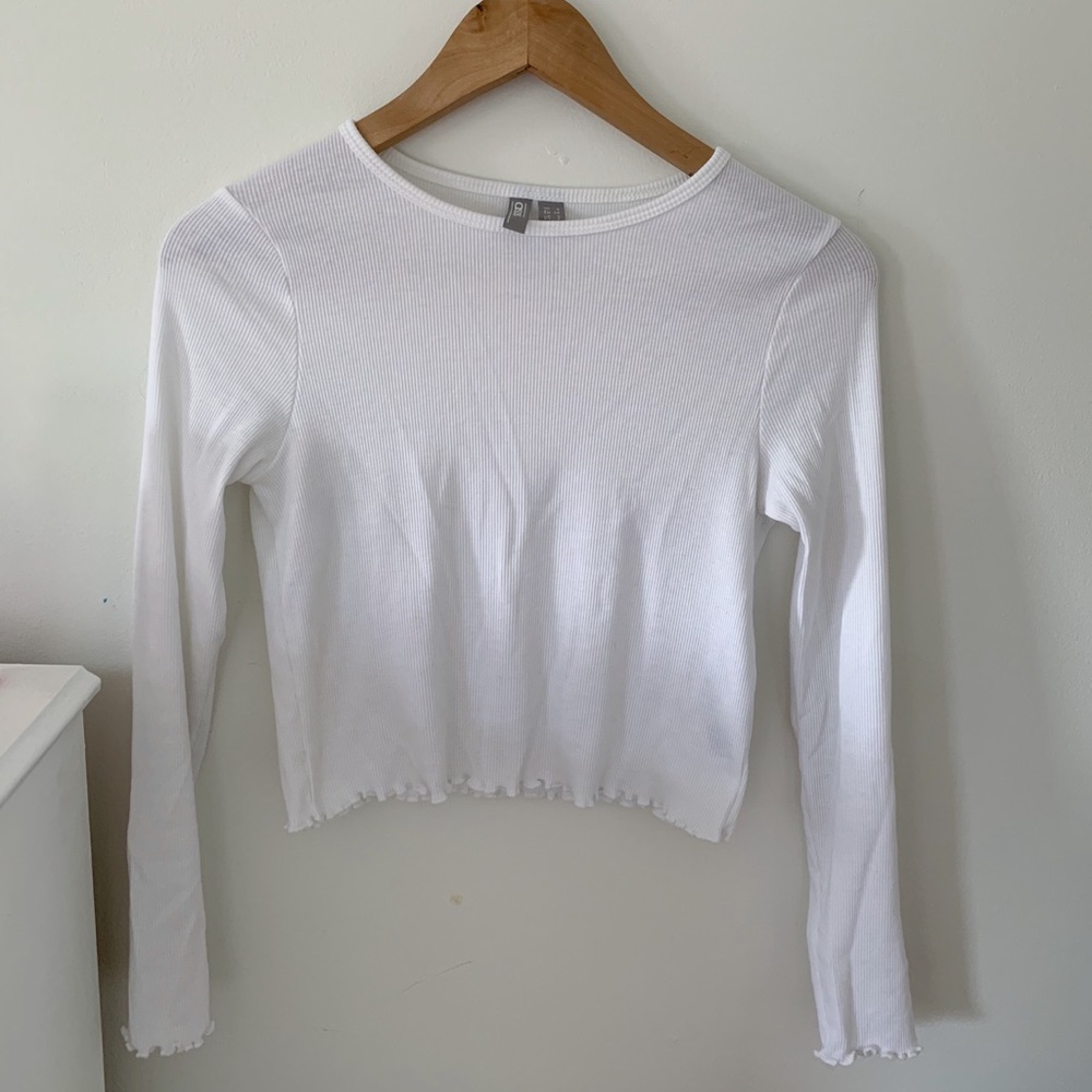 ASOS Petite Lettuce Hem Cropped Long Sleeve